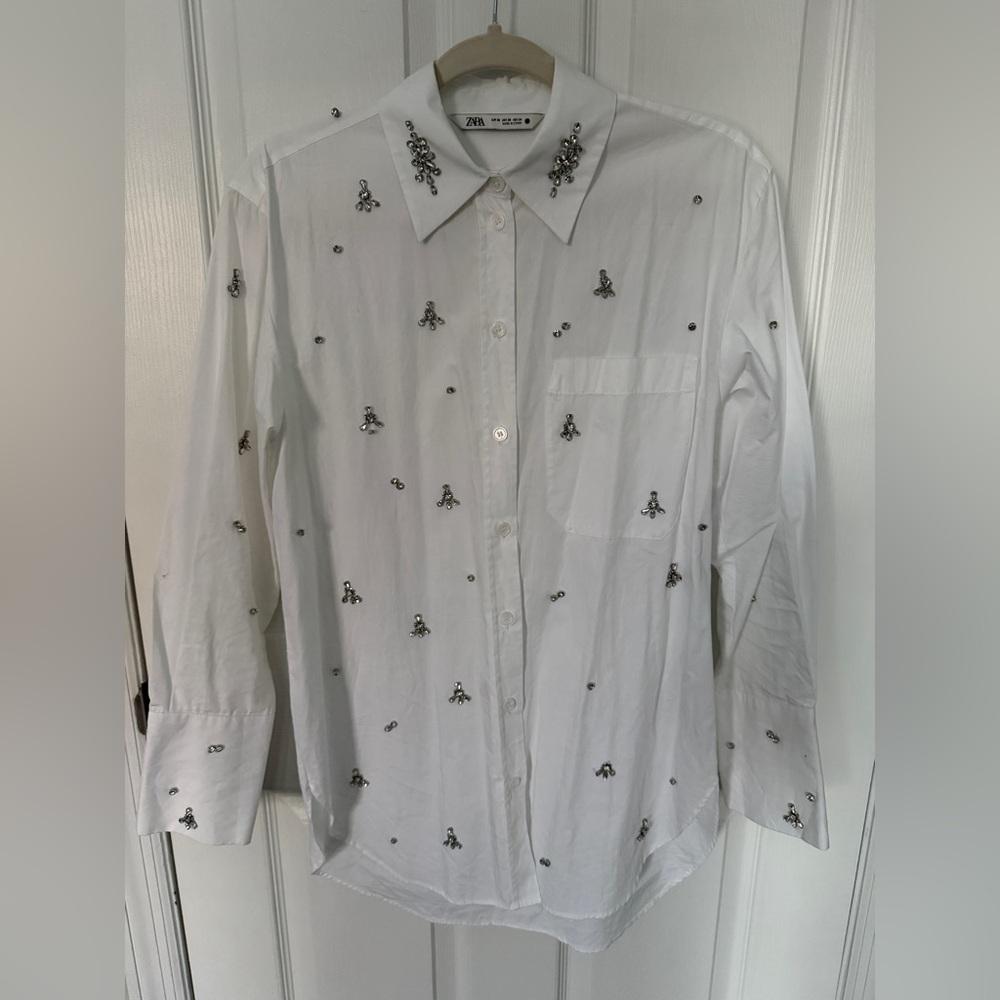 Zara Embellished Button Down Shirt